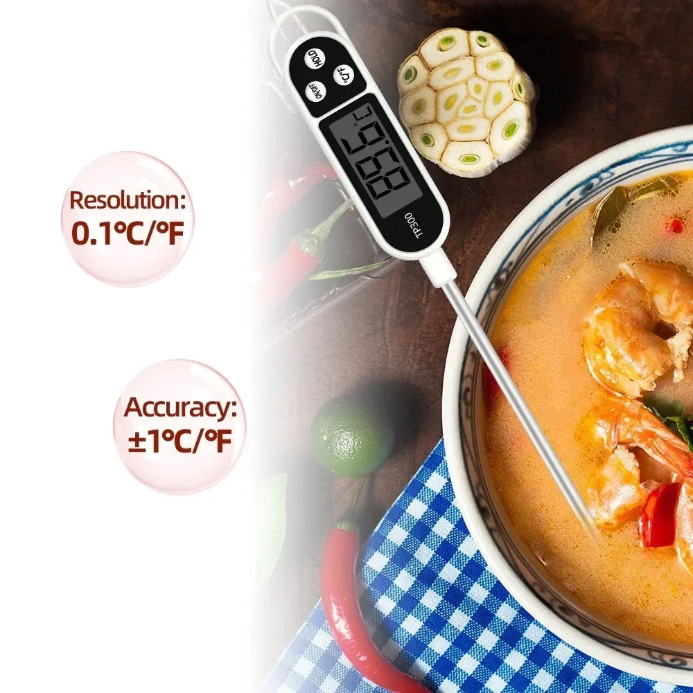 Digital Food Thermometer with Probe - Kitchen Cooking, Meat, BBQ, Electronic Temperature Tool