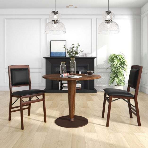 Dining Chair Set of 4 with Padded Seat and Soft Backrest-Beige