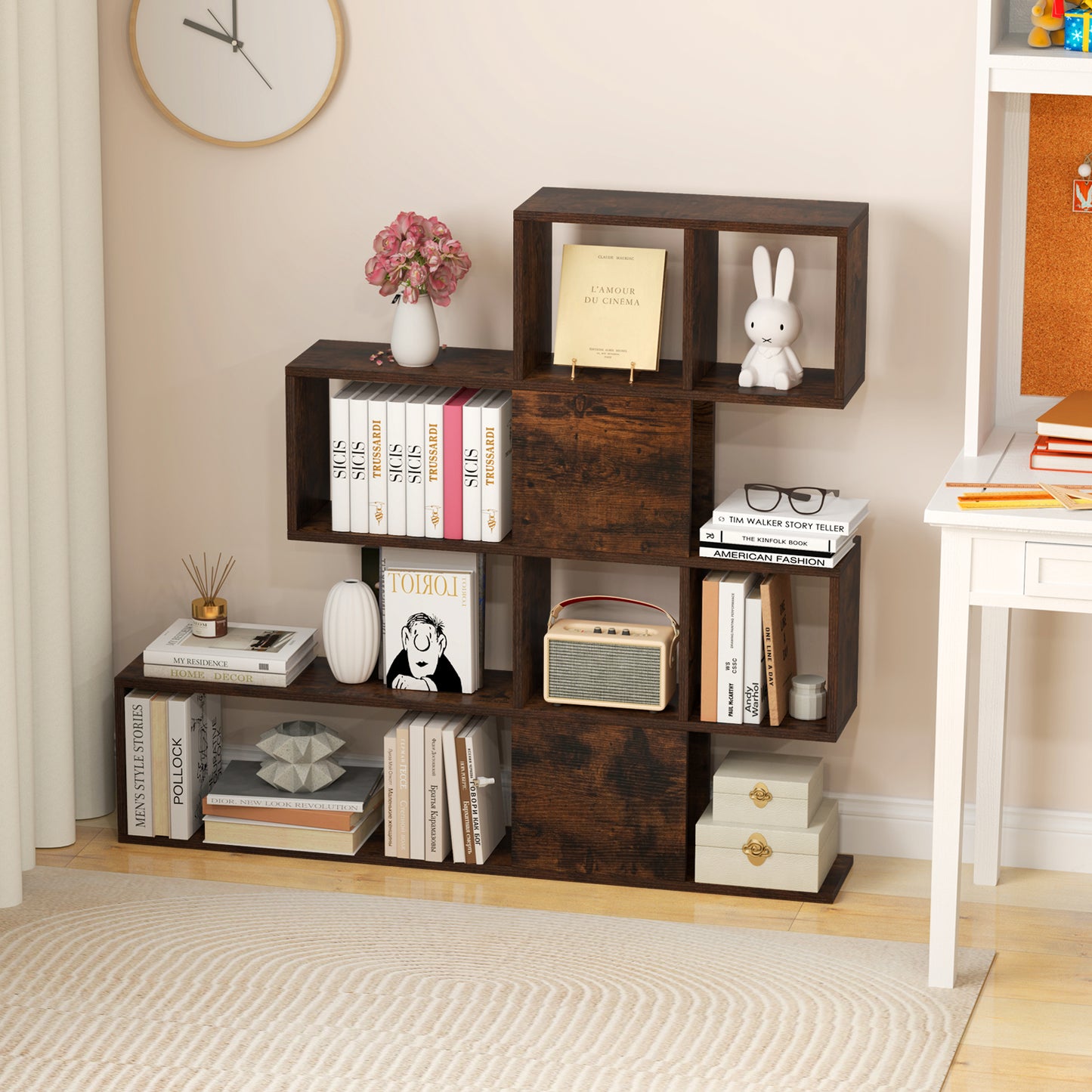 5-Tier Display and Storage Bookshelf for Home and Office-White
