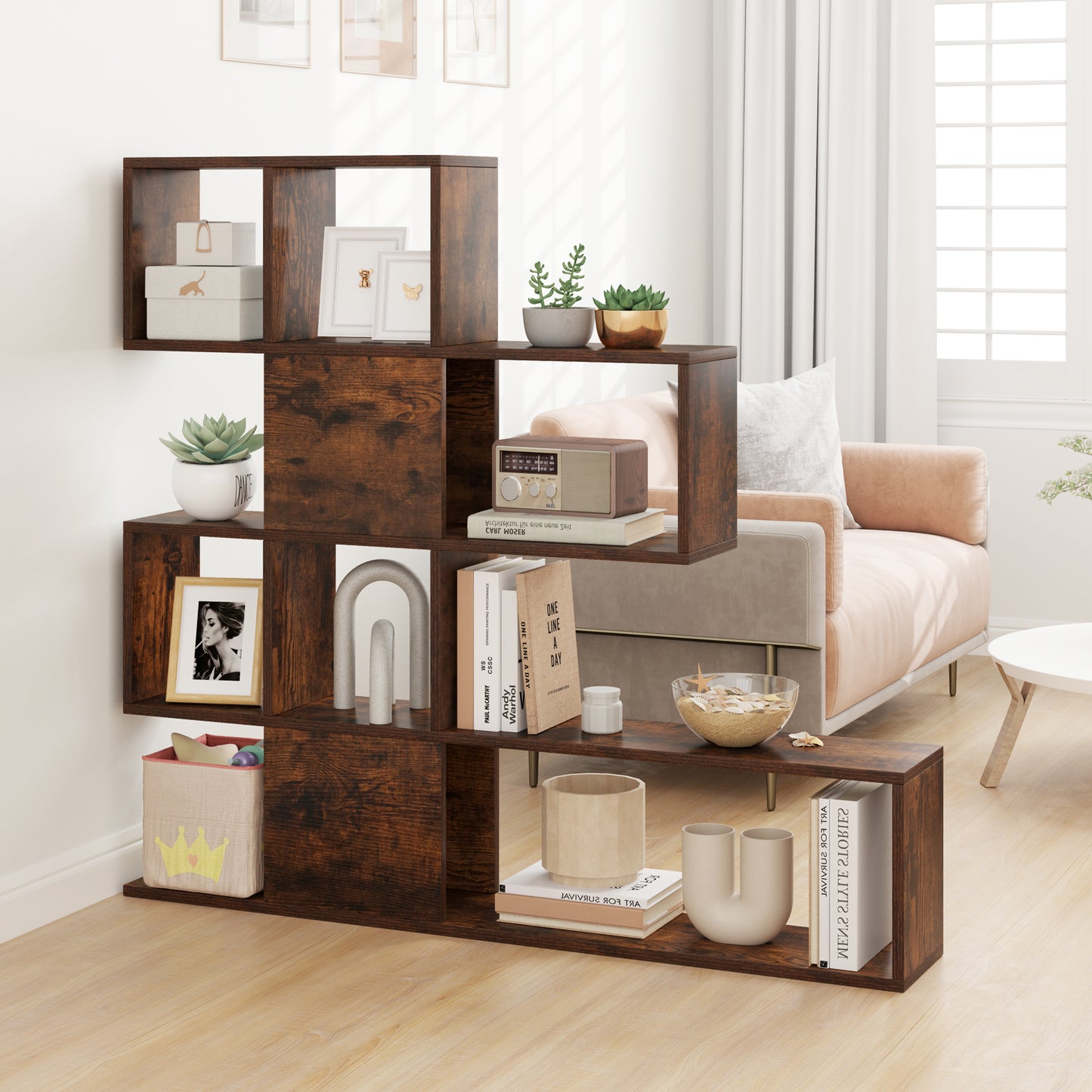 5-Tier Display and Storage Bookshelf for Home and Office-White