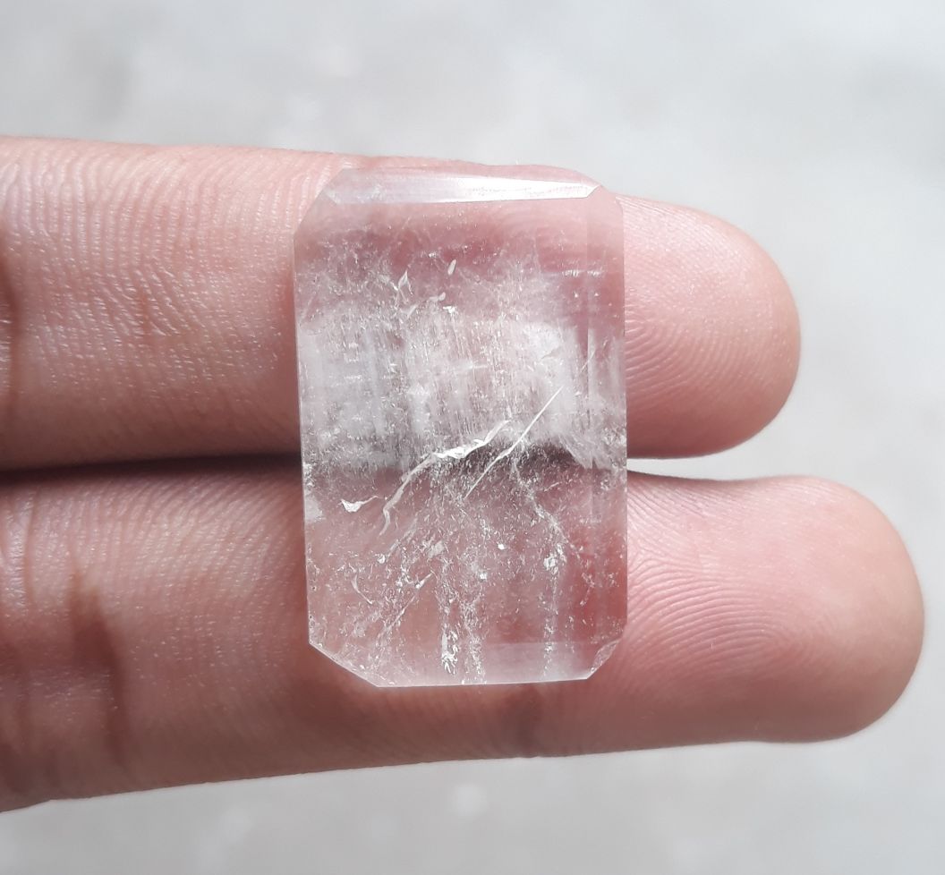 34.3ct Dur e Najaf - Pearl of Najaf Semi Transparent - April Birthstone - Rock Crystal Quartz -30x19mm