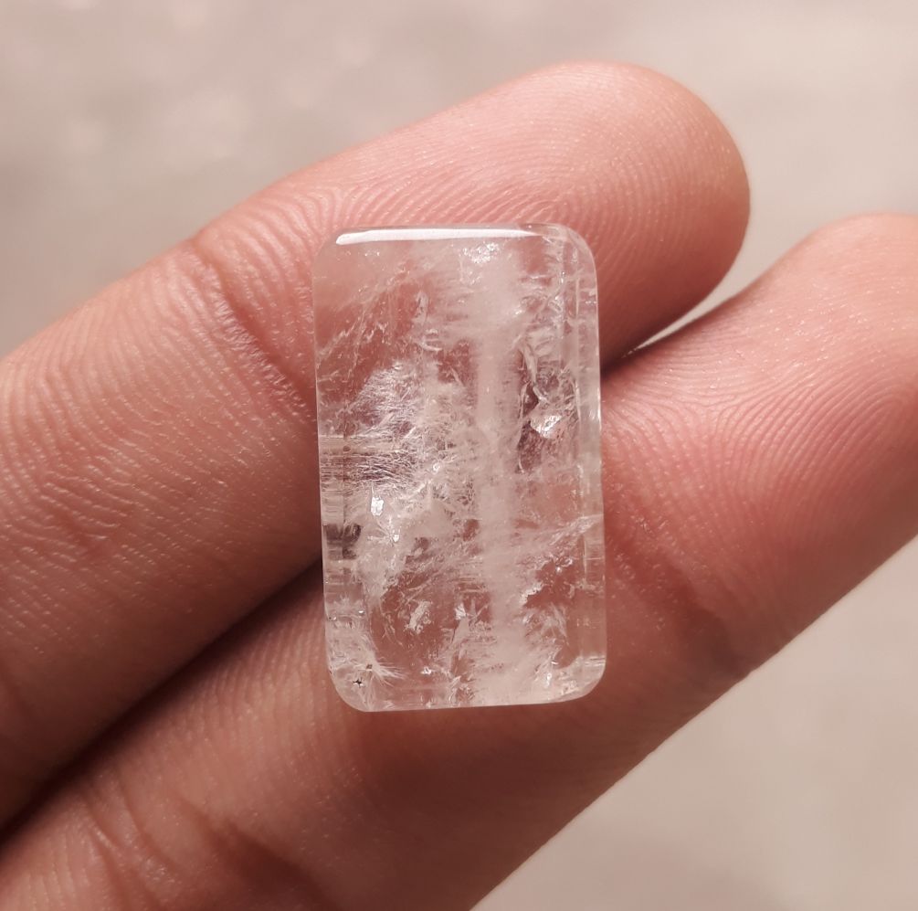 21.5ct Dur e Najaf - Pearl of Najaf Semi Transparent - April Birthstone - Rock Crystal Quartz -23x14mm