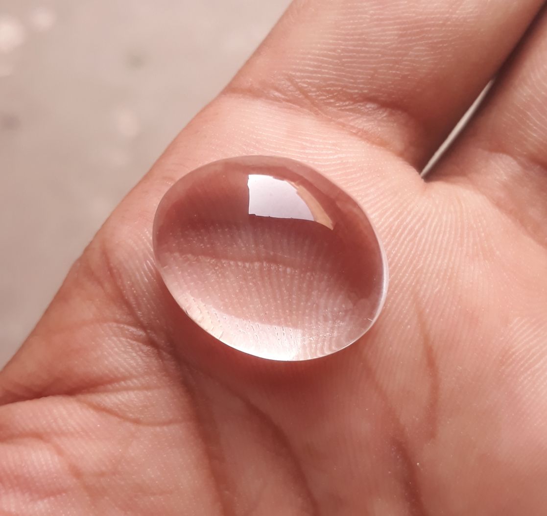 22.9ct Dur e Najaf - Pearl of Najaf Cabochon Transparent - April Birthstone - Rock Crystal Quartz -18x15mm