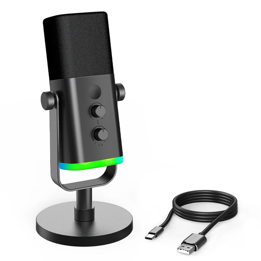 PC Gaming & Streaming USB/XLR Dynamic Microphone - RGB Lights for Recording & Podcasting