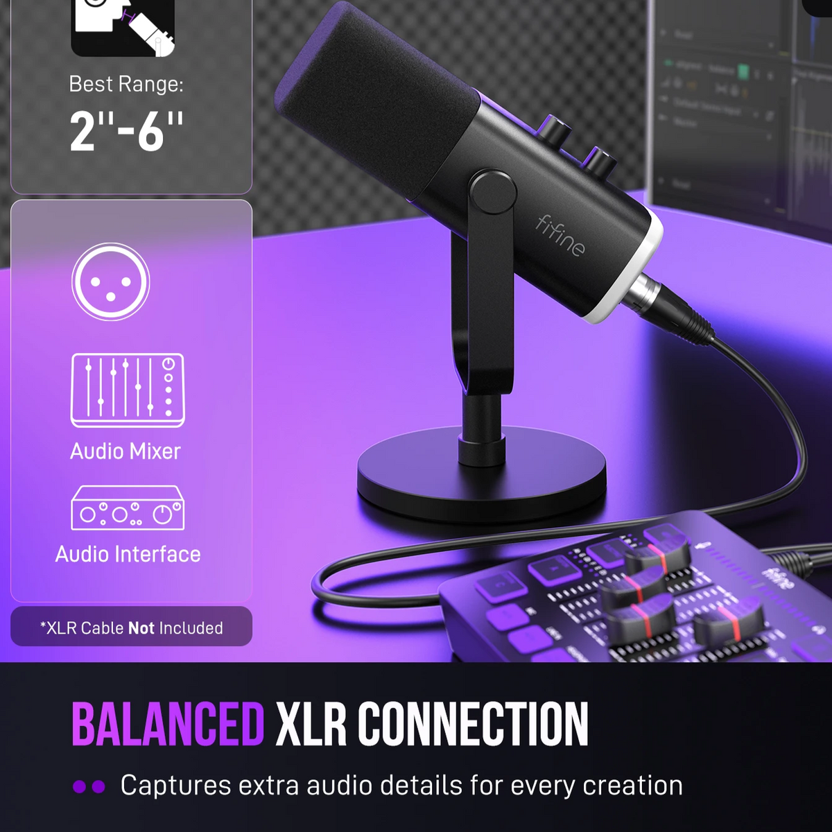 PC Gaming & Streaming USB/XLR Dynamic Microphone - RGB Lights for Recording & Podcasting