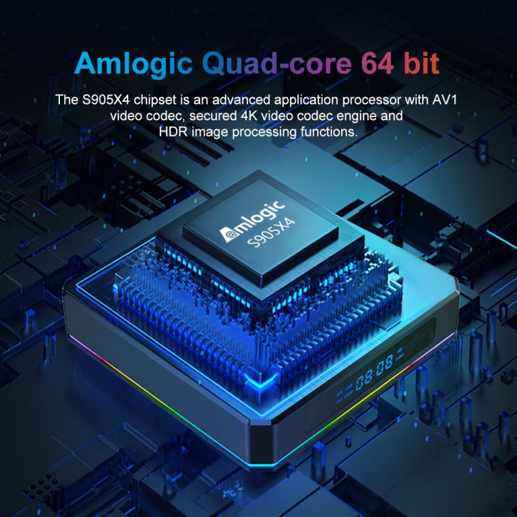 X96 X4 8K Smart TV BOX Android 11.0 Media Player with Remote Control, Amlogic S905X4 Quad Core ARM Cortex A55, RAM: 4GB, ROM: 64GB, Support 1000M, Dual Band WiFi, Bluetooth, EU Plug, 4GB+64GB