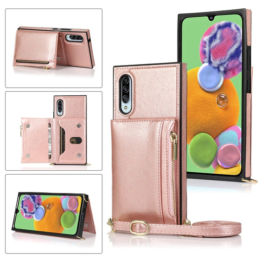 Square Zipper Wallet Bag TPU+PU Back Cover Case with Holder & Card Slots & Wallet & Cross-body Strap, For Samsung Galaxy A90 5G, For Samsung Galaxy Note9, For Samsung Galaxy Note10, For Samsung Galaxy Note10 Pro, For Samsung Galaxy S9