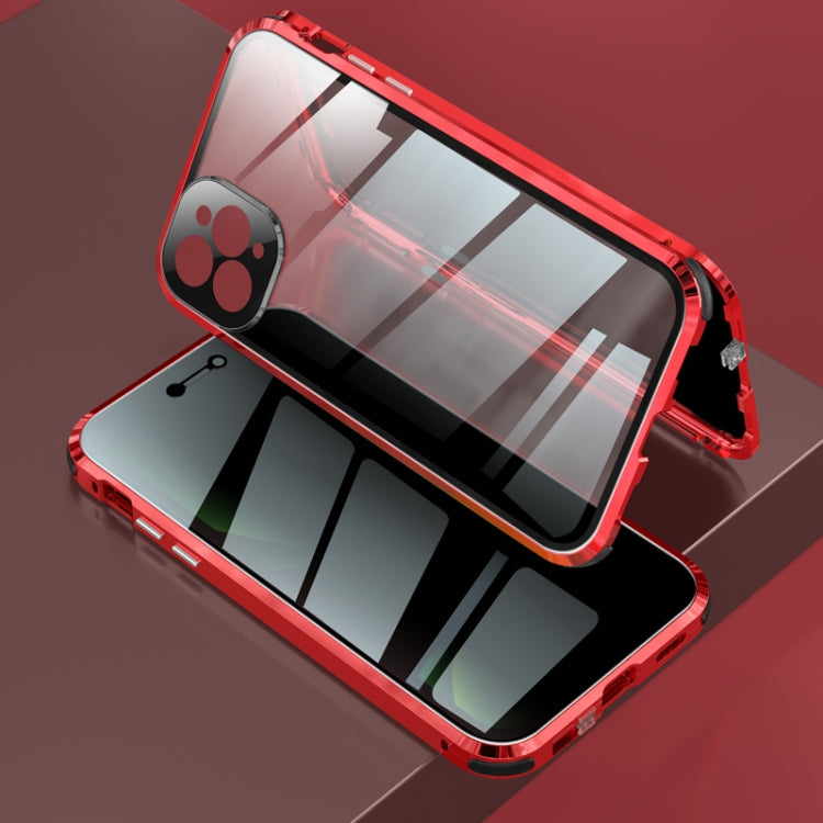 Four-corner Shockproof Anti-peeping Magnetic Metal Frame Double-sided Tempered Glass Case, For iPhone 11 Pro Max, For iPhone 12, For iPhone 11 Pro, For iPhone 12 Pro, For iPhone 12 Pro Max