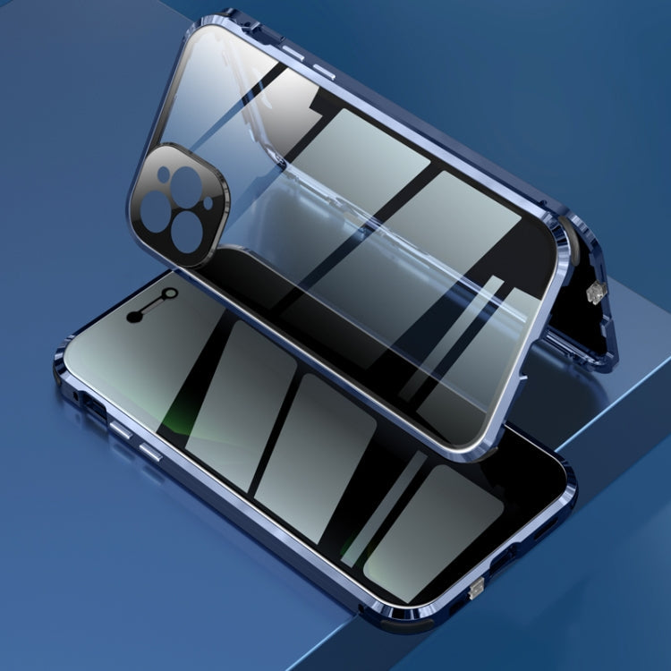 Four-corner Shockproof Anti-peeping Magnetic Metal Frame Double-sided Tempered Glass Case, For iPhone 11 Pro Max, For iPhone 12, For iPhone 11 Pro, For iPhone 12 Pro, For iPhone 12 Pro Max