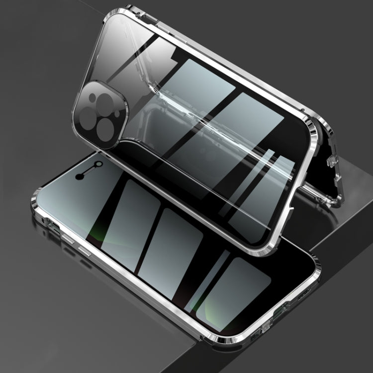Four-corner Shockproof Anti-peeping Magnetic Metal Frame Double-sided Tempered Glass Case, For iPhone 11 Pro Max, For iPhone 12, For iPhone 11 Pro, For iPhone 12 Pro, For iPhone 12 Pro Max
