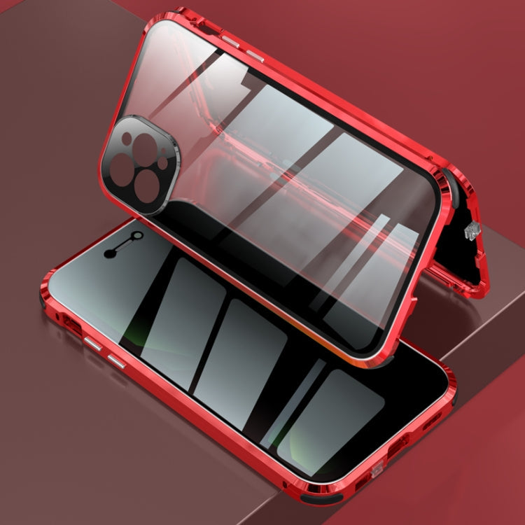 Four-corner Shockproof Anti-peeping Magnetic Metal Frame Double-sided Tempered Glass Case, For iPhone 11 Pro Max, For iPhone 12, For iPhone 11 Pro, For iPhone 12 Pro, For iPhone 12 Pro Max