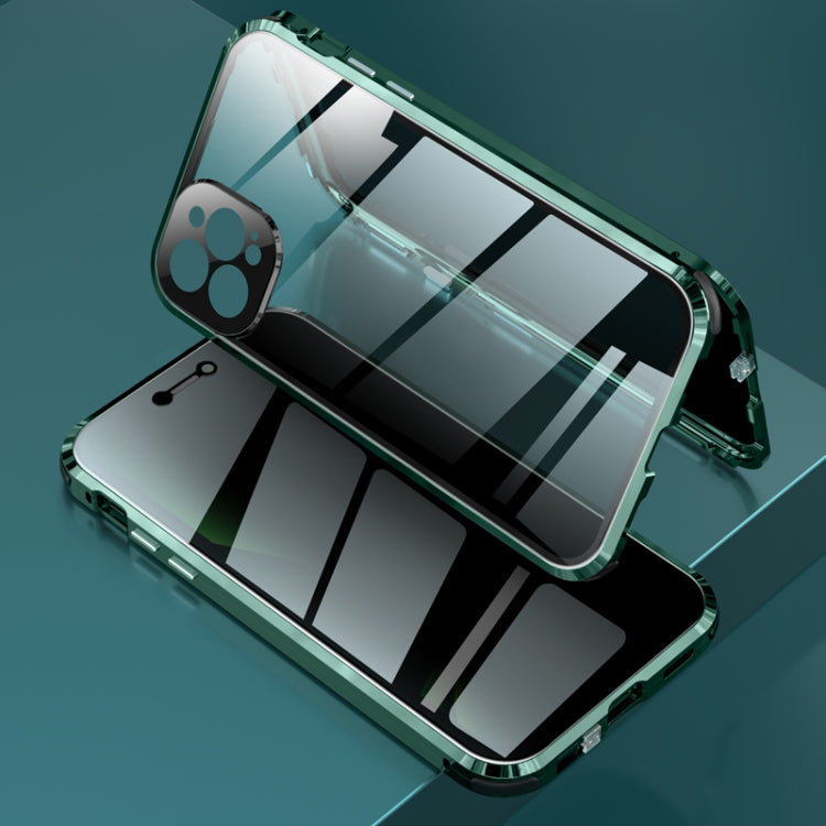 Four-corner Shockproof Anti-peeping Magnetic Metal Frame Double-sided Tempered Glass Case, For iPhone 11 Pro Max, For iPhone 12, For iPhone 11 Pro, For iPhone 12 Pro, For iPhone 12 Pro Max