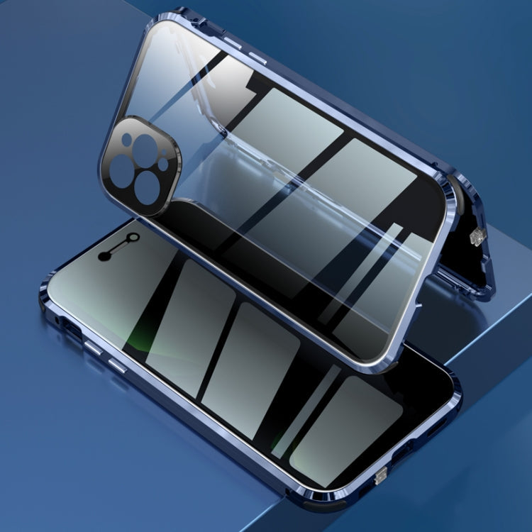 Four-corner Shockproof Anti-peeping Magnetic Metal Frame Double-sided Tempered Glass Case, For iPhone 11 Pro Max, For iPhone 12, For iPhone 11 Pro, For iPhone 12 Pro, For iPhone 12 Pro Max