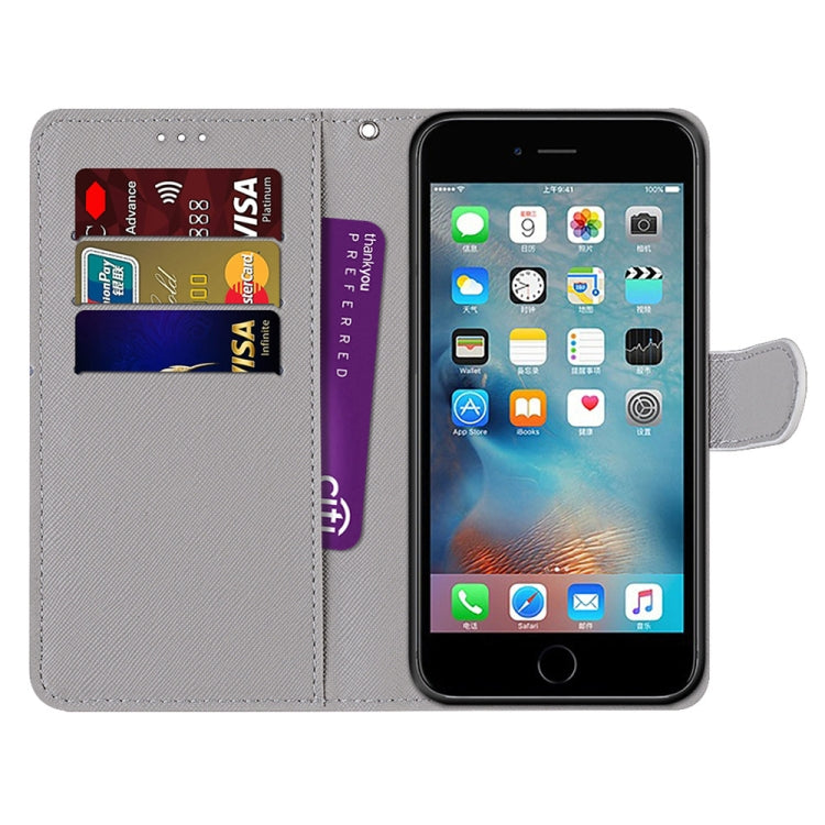 Coloured Drawing Cross Texture Horizontal Flip PU Leather Case with Holder & Card Slots & Wallet & Lanyard, For iPhone 6 / 6s