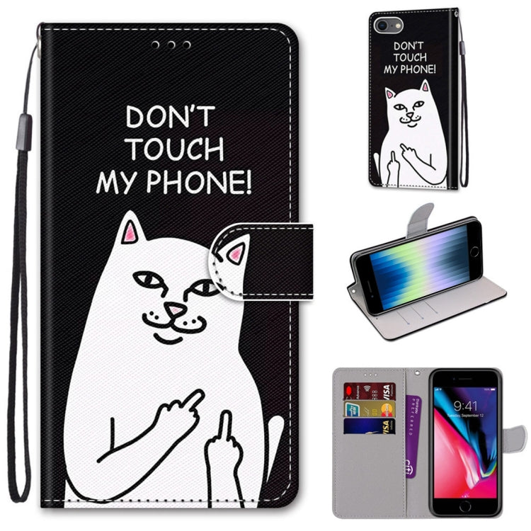 Coloured Drawing Cross Texture Horizontal Flip PU Leather Case with Holder & Card Slots & Wallet & Lanyard, For iPhone SE 2022 / SE 2020 / 8 / 7