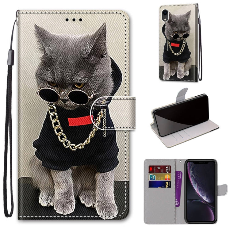 Coloured Drawing Cross Texture Horizontal Flip PU Leather Case with Holder & Card Slots & Wallet & Lanyard, For iPhone XR