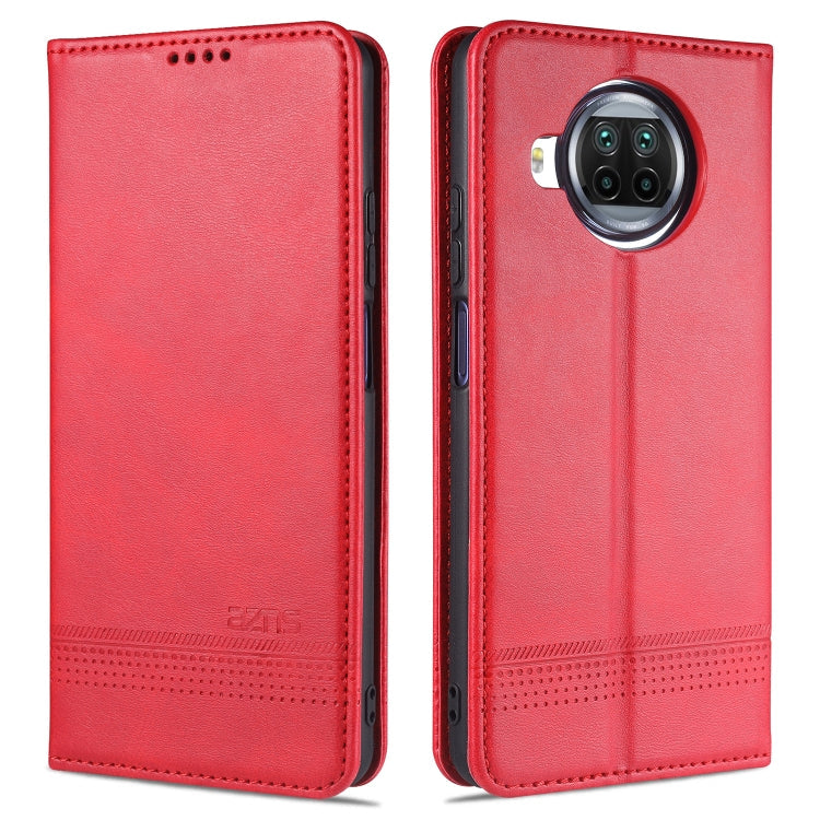For Xiaomi Mi 10T Lite 5G AZNS Magnetic Calf Texture Horizontal Flip Leather Case with Card Slots & Holder & Wallet(Red)