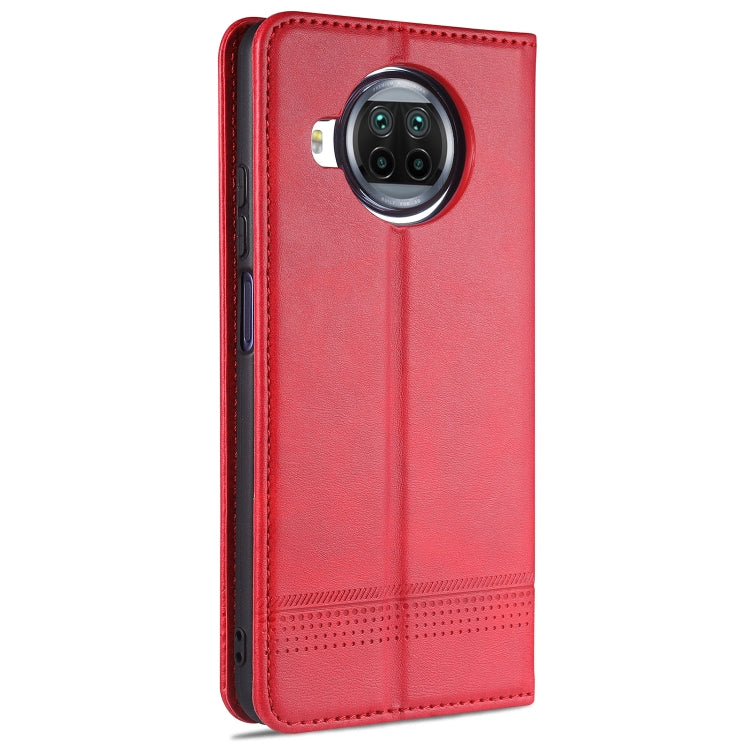 For Xiaomi Mi 10T Lite 5G AZNS Magnetic Calf Texture Horizontal Flip Leather Case with Card Slots & Holder & Wallet(Red)