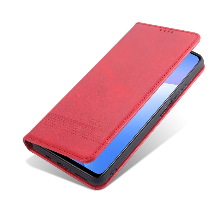 For Xiaomi Mi 10T Lite 5G AZNS Magnetic Calf Texture Horizontal Flip Leather Case with Card Slots & Holder & Wallet(Red)