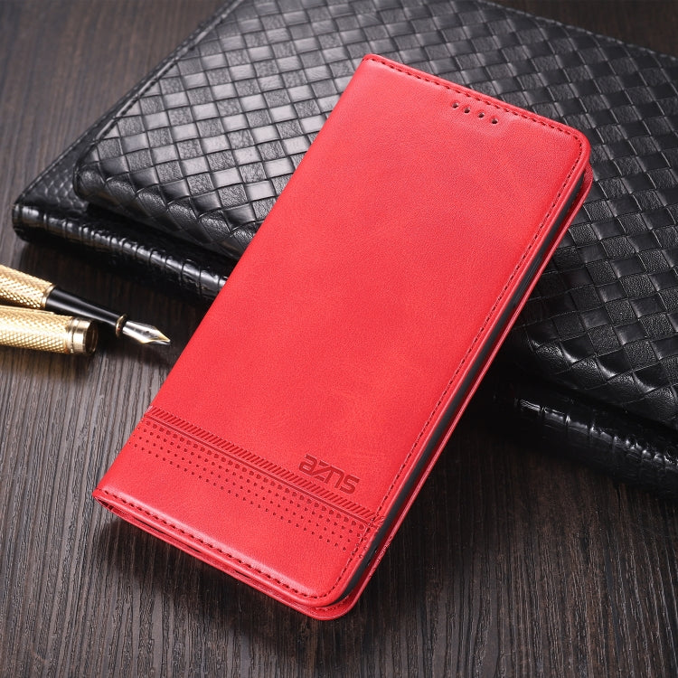 For Xiaomi Mi 10T Lite 5G AZNS Magnetic Calf Texture Horizontal Flip Leather Case with Card Slots & Holder & Wallet(Red)