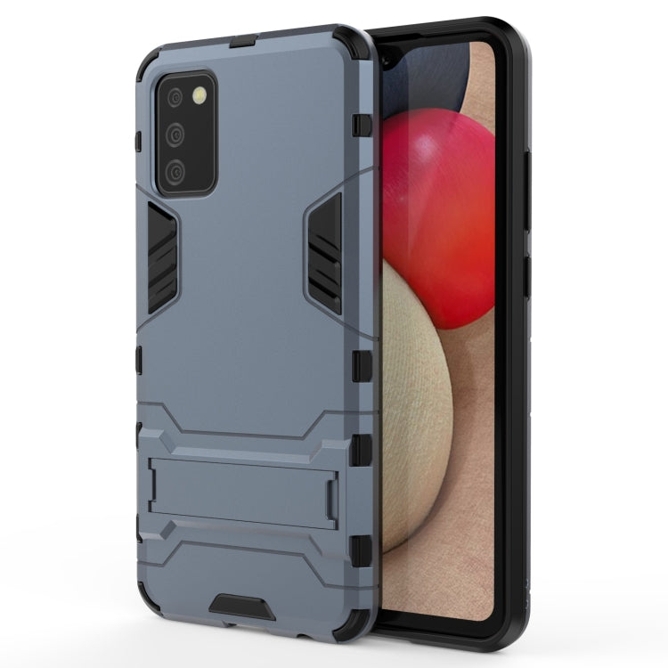 For Samsung Galaxy A02s(EU Edition) PC + TPU Shockproof Protective Case with Holder(Navy Blue)