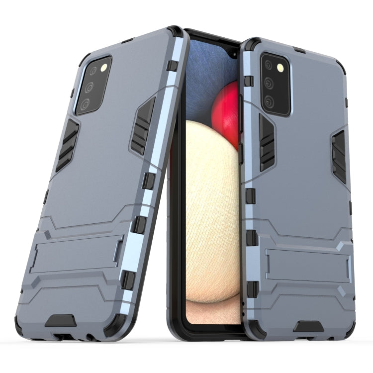 For Samsung Galaxy A02s(EU Edition) PC + TPU Shockproof Protective Case with Holder(Navy Blue)