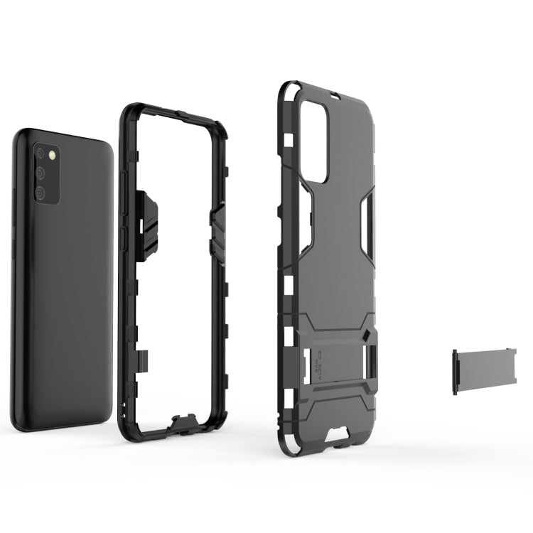 For Samsung Galaxy A02s(EU Edition) PC + TPU Shockproof Protective Case with Holder(Navy Blue)