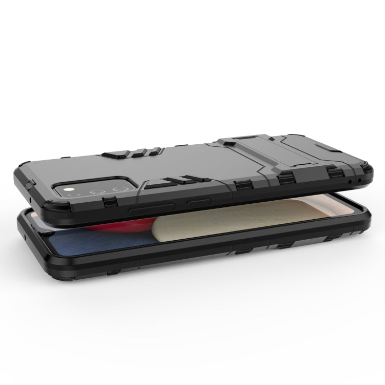 For Samsung Galaxy A02s(EU Edition) PC + TPU Shockproof Protective Case with Holder(Navy Blue)