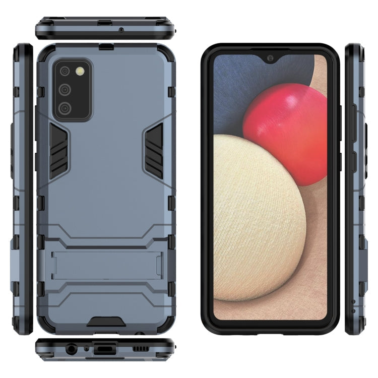 For Samsung Galaxy A02s(EU Edition) PC + TPU Shockproof Protective Case with Holder(Navy Blue)