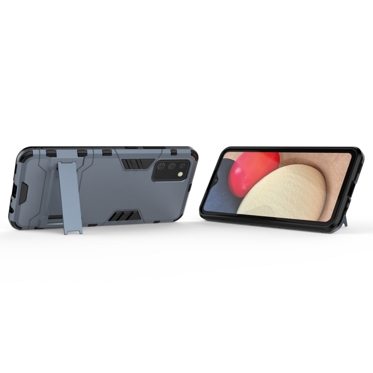 For Samsung Galaxy A02s(EU Edition) PC + TPU Shockproof Protective Case with Holder(Navy Blue)