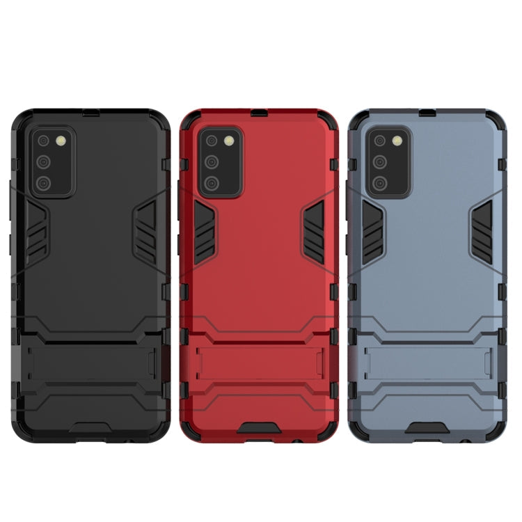 For Samsung Galaxy A02s(EU Edition) PC + TPU Shockproof Protective Case with Holder(Navy Blue)