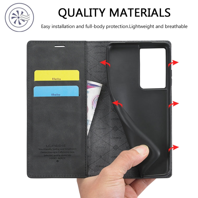 For Samsung Galaxy S21 Ultra 5G LC.IMEEKE Strong Magnetism Ultra-thin Horizontal Flip Matte TPU + PU Leather Case with Holder & Card Slots & Wallet(Black)