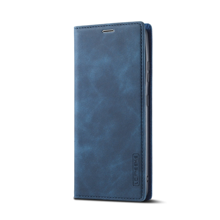 For Samsung Galaxy S21 Ultra 5G LC.IMEEKE Strong Magnetism Ultra-thin Horizontal Flip Matte TPU + PU Leather Case with Holder & Card Slots & Wallet(Blue)
