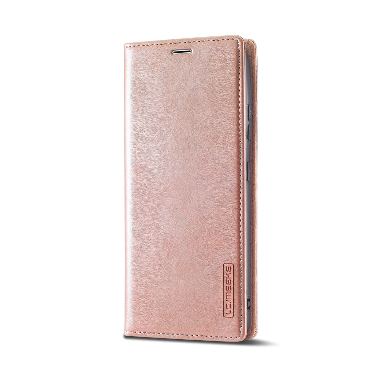 For Samsung Galaxy S21 Ultra 5G LC.IMEEKE Strong Magnetism Ultra-thin Horizontal Flip Matte TPU + PU Leather Case with Holder & Card Slots & Wallet(Rose Gold)