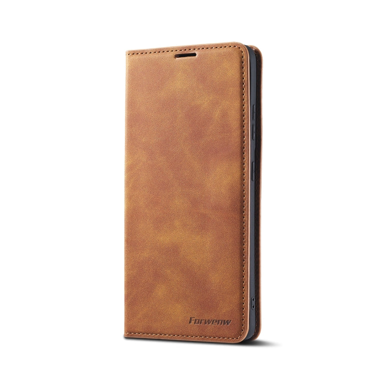 For Samsung Galaxy S21 Ultra 5G Forwenw Dream Series Oil Edge Strong Magnetism Horizontal Flip Leather Case with Holder & Card Slots & Wallet & Photo Frame(Brown)
