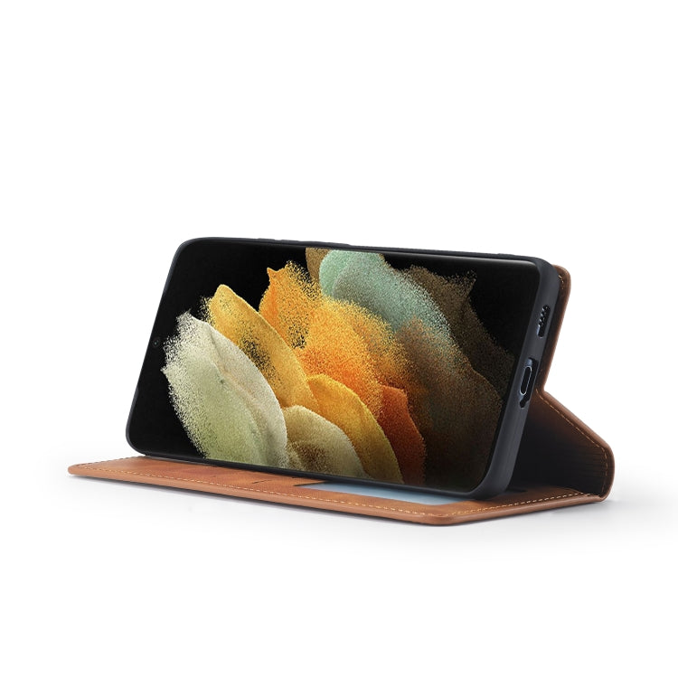 For Samsung Galaxy S21 Ultra 5G Forwenw Dream Series Oil Edge Strong Magnetism Horizontal Flip Leather Case with Holder & Card Slots & Wallet & Photo Frame(Brown)