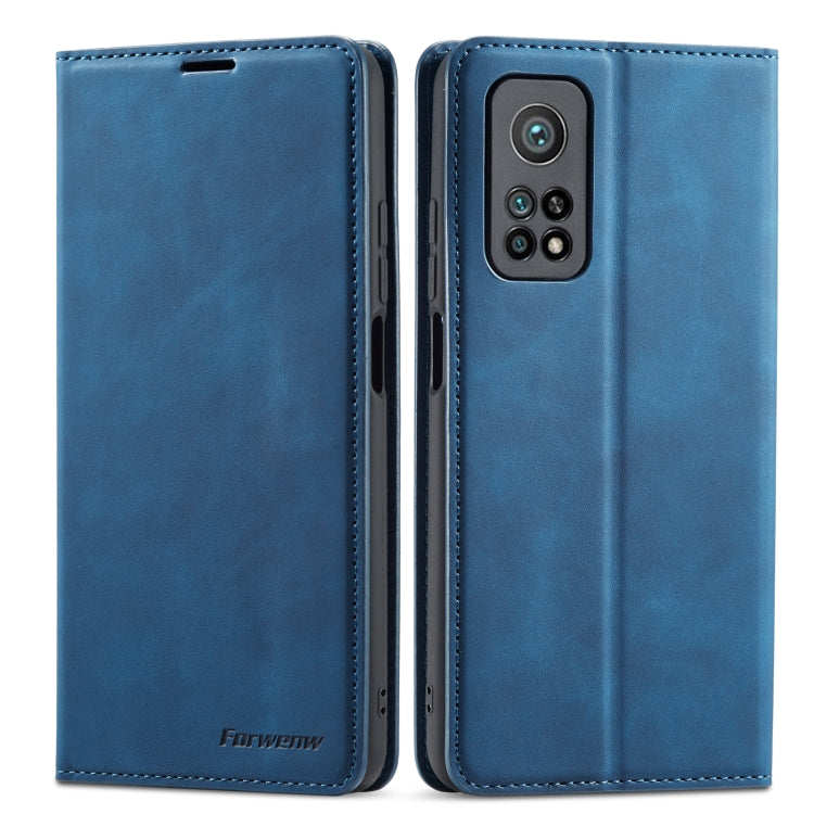 For Xiaomi Mi 10T Pro Forwenw Dream Series Oil Edge Strong Magnetism Horizontal Flip Leather Case with Holder & Card Slots & Wallet & Photo Frame(Blue)