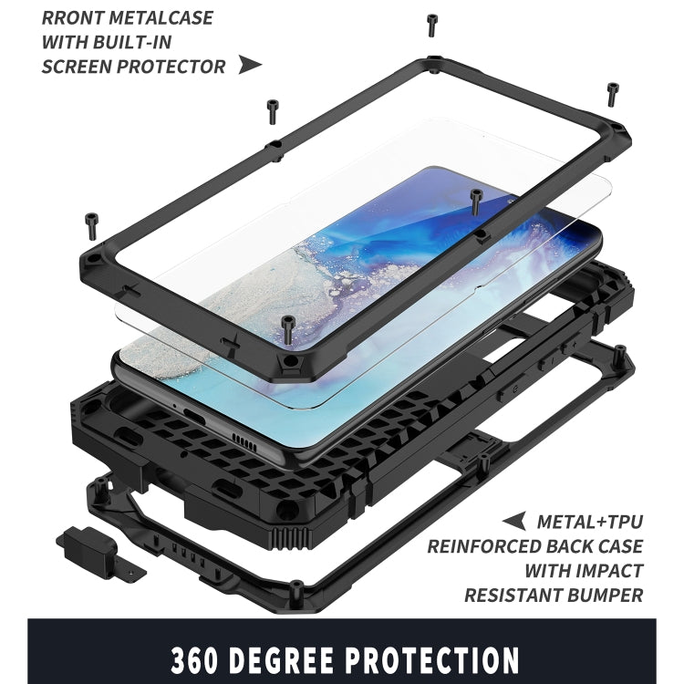 For Samsung Galaxy S21 Ultra 5G R-JUST Shockproof Waterproof Dust-proof Metal + Silicone Protective Case with Holder(Black)