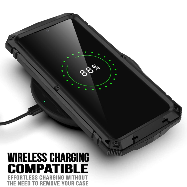 For Samsung Galaxy S21 Ultra 5G R-JUST Shockproof Waterproof Dust-proof Metal + Silicone Protective Case with Holder(Black)