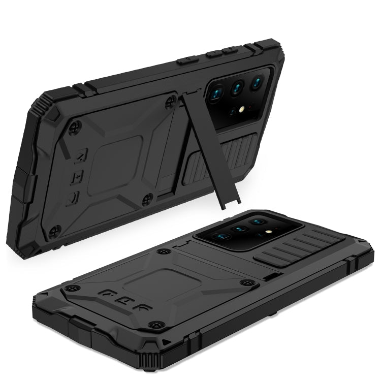 For Samsung Galaxy S21 Ultra 5G R-JUST Shockproof Waterproof Dust-proof Metal + Silicone Protective Case with Holder(Black)