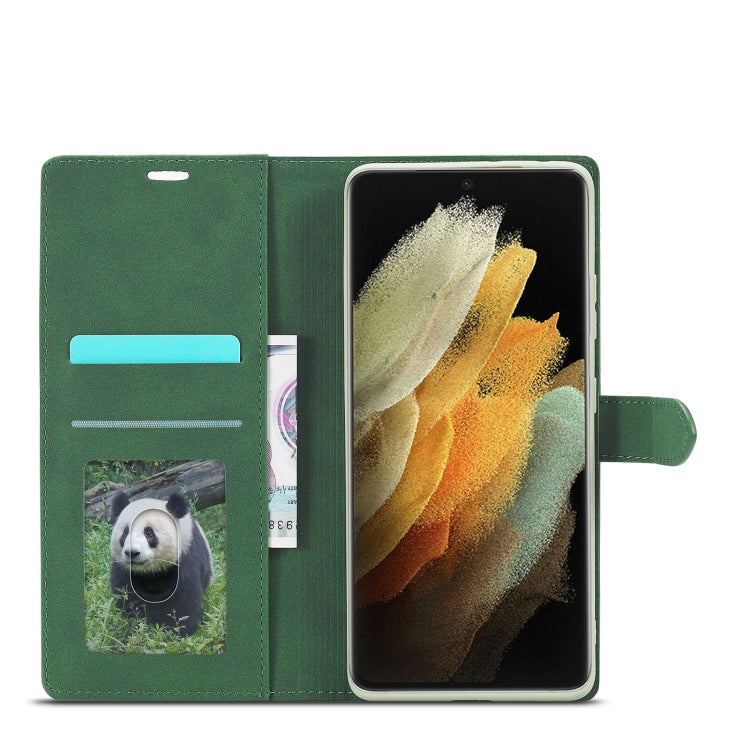 For Samsung Galaxy S21 Ultra 5G Forwenw F1 Series Matte Strong Magnetism Horizontal Flip Leather Case with Holder & Card Slots & Wallet & Photo Frame(Green)