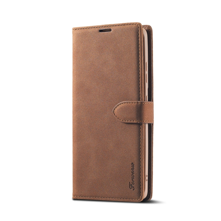 For Samsung Galaxy S21 Ultra 5G Forwenw F1 Series Matte Strong Magnetism Horizontal Flip Leather Case with Holder & Card Slots & Wallet & Photo Frame(Brown)