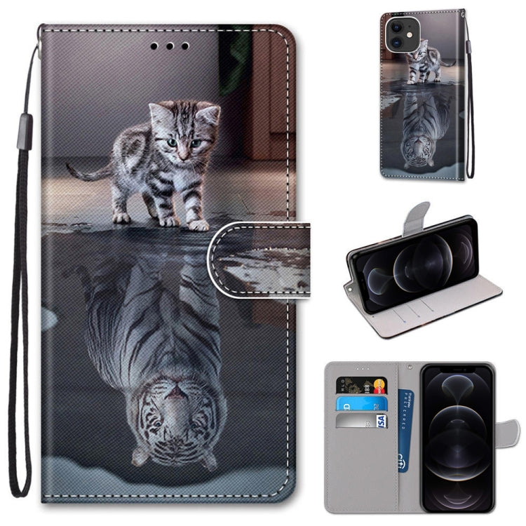 Coloured Drawing Cross Texture Horizontal Flip PU Leather Case with Holder & Card Slots & Wallet & Lanyard, For iPhone 12 mini