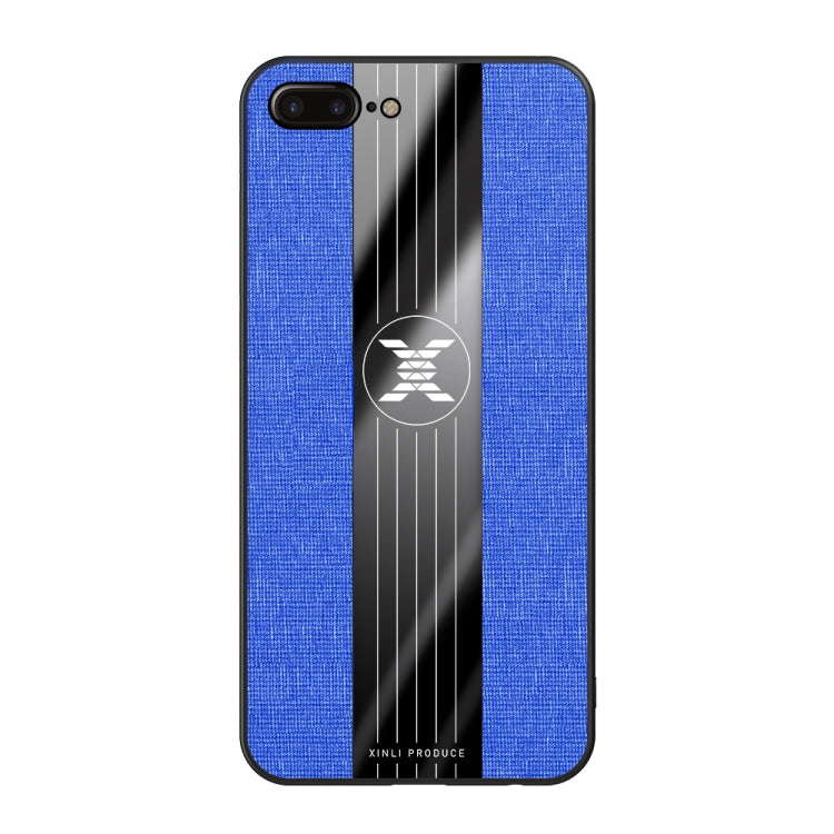 For iPhone 8 Plus & 7 Plus XINLI Stitching Cloth Texture Shockproof TPU Protective Case(Blue)