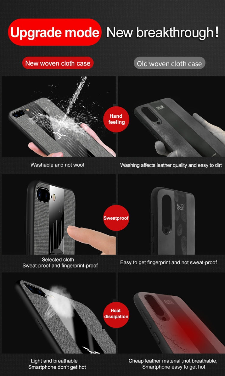 For iPhone 8 Plus & 7 Plus XINLI Stitching Cloth Texture Shockproof TPU Protective Case(Blue)