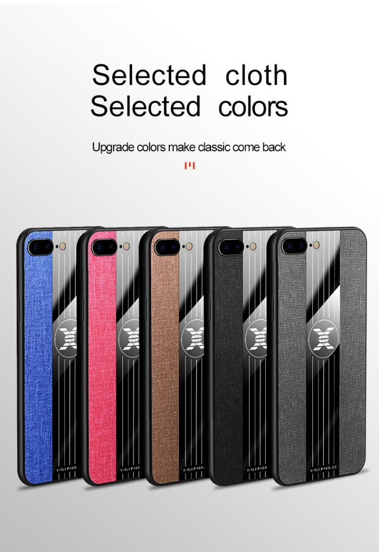 For iPhone 8 Plus & 7 Plus XINLI Stitching Cloth Texture Shockproof TPU Protective Case(Blue)
