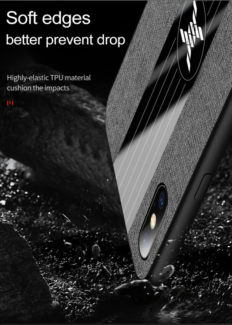 For iPhone XR XINLI Stitching Cloth Texture Shockproof TPU Protective Case(Black)