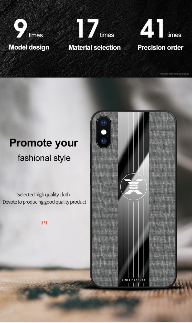 For iPhone XR XINLI Stitching Cloth Texture Shockproof TPU Protective Case(Brown)