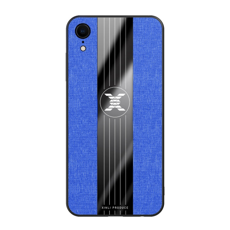 For iPhone XR XINLI Stitching Cloth Texture Shockproof TPU Protective Case(Blue)