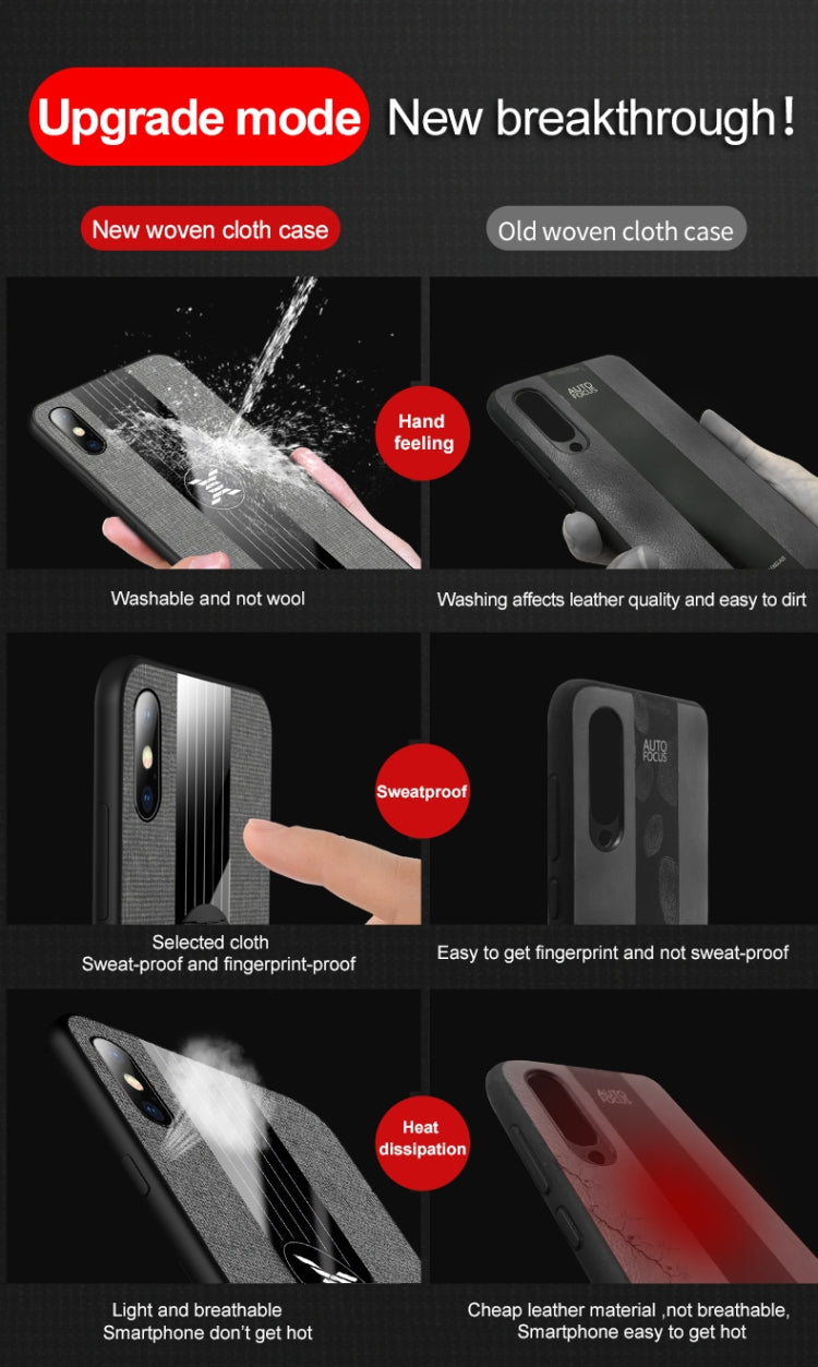 For iPhone XR XINLI Stitching Cloth Texture Shockproof TPU Protective Case(Blue)